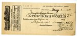 Subscription Receipt of The Irish World for Joseph T. Lawless, May 9, 1919