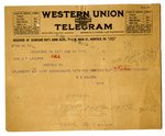 Telegram to Joseph T. Lawless from R. E. Golden, Aug 16, 1919
