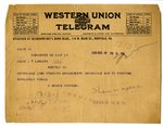 Telegram to Joseph T. Lawless from W. Bourke Cochran, Aug 19, 1919