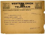 Telegram to Joseph T. Lawless from Daniel T. O'Connell, Aug 22, 1919 by Daniel T. O'Connell