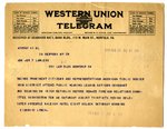 Telegram to Joseph T. Lawless from Diarmuid Lynch, Aug 23, 1919