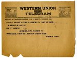 Telegram to Joseph T. Lawless from Diarmuid Lynch, Aug 26, 1919