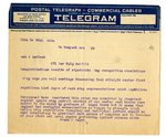 Telegram to Joseph T. Lawless from Frank P. Walsh Mar 22, 1920 by Frank P. Walsh