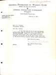 Letter from Mildred White Wells to Mrs. E. L. Barnes related to the General Federation of Women's Clubs.