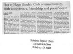 News article on the garden club's 50th anniversary.