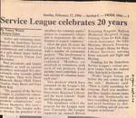 Newspaper section on the Service League celebrating 20 years. February 27, 1994.