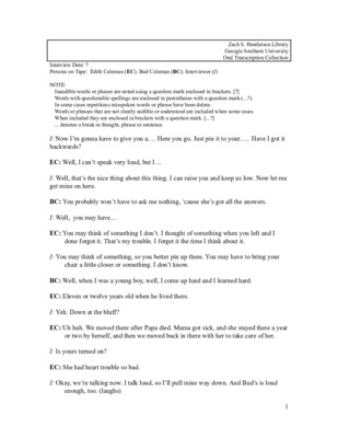 &quot;Coleman, Edith &amp; Bud&quot; by Zach S. Henderson Library